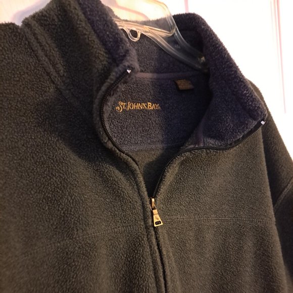 St. John's Bay Dark Green Fleece Zipper Jacket - Picture 2 of 9